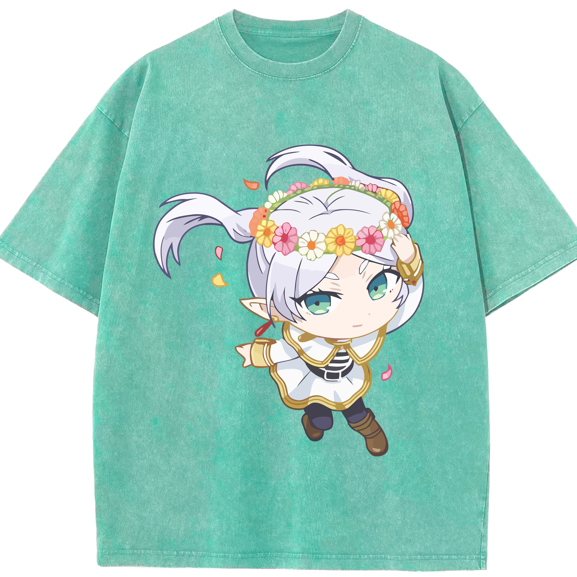 （画像用） 葬送のフリーレン Frieren 綿100% ヴィンテージ風 半袖Tシャツ（フロントプリント）